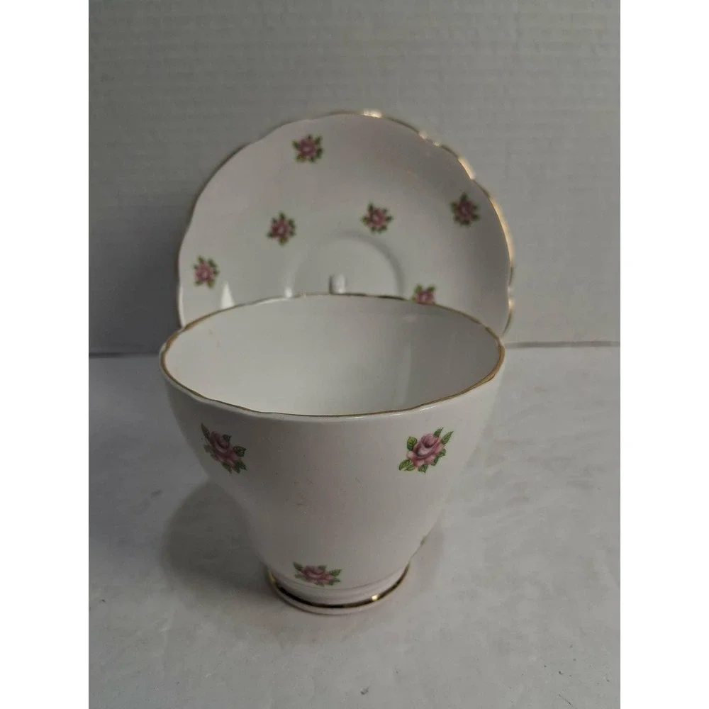 Vintage Regency English Bone China Cup Saucer Pink Roses Made‎ in England